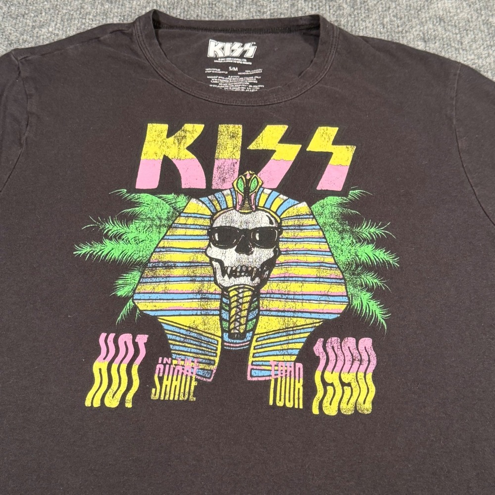 KISS Hot In The Shade Tour 1990 Graphic T-Shirt Mens Medium Black Cotton